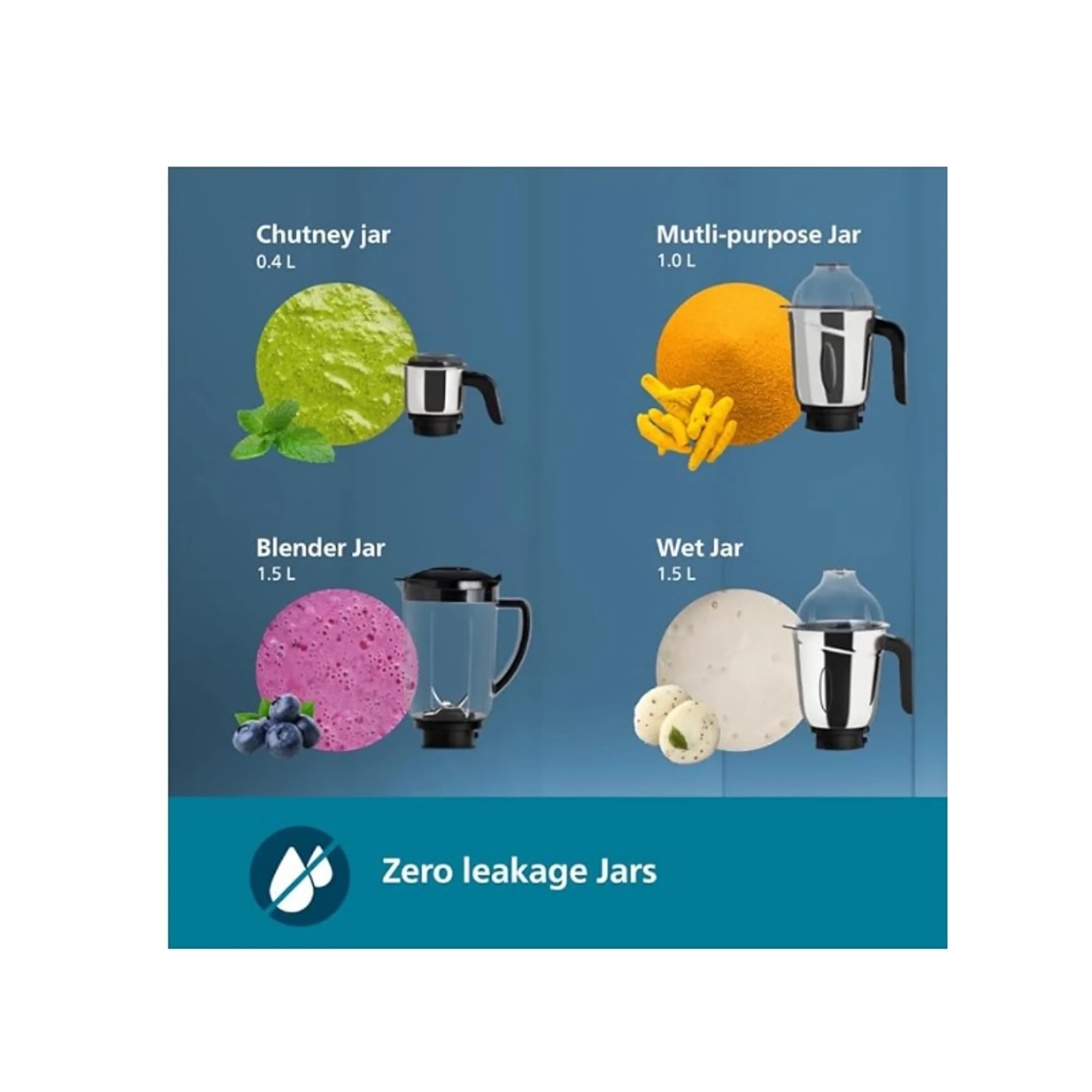 Philips 1000 Watt Mixer Grinder with quick cool ventilation for longer motor life and 4 Jars - HL7714/01 - Image 3